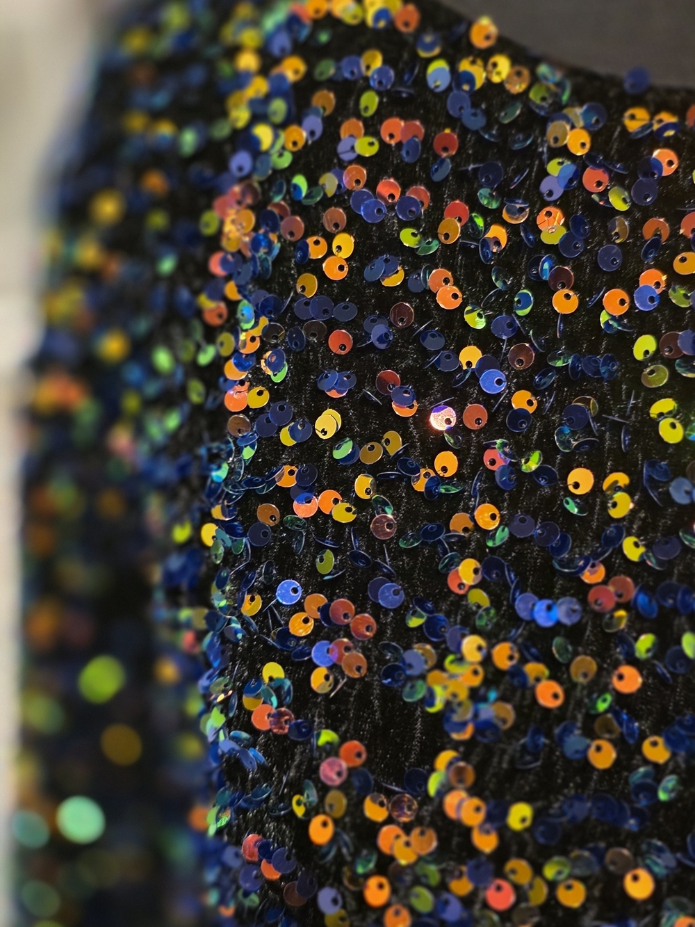 Black Multicolor Sequin Long Sleeve Mini Dress - Picture 9 of 15